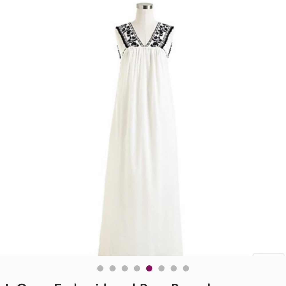 J Crew Embroidered Lined Pom Pom Dress Size 2 Midi With Pockets